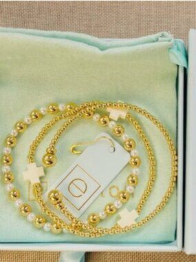 Enewton 3-piece Gold and Cross Bracelet Stack